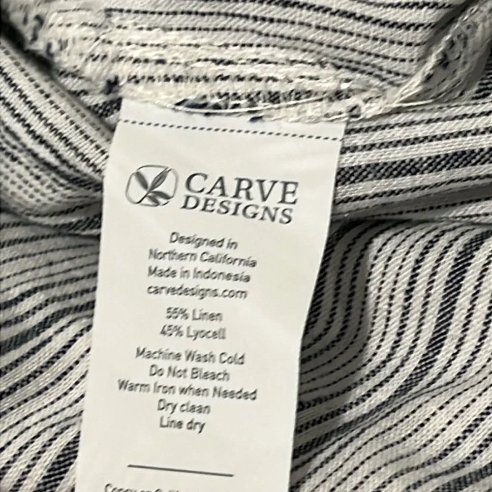 CARVE DESIGNS Blake Linen Pants Wide Leg Cropped Striped Women’s Small Pockets - Picture 8 of 8